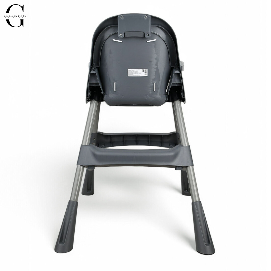Стільчик для годування BAMBI M 5722 Gray, регульований, знімний столик, 5-точковий ремень, колеса, екошкіра